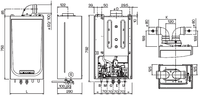 размеры котла METROPOLIS DGT